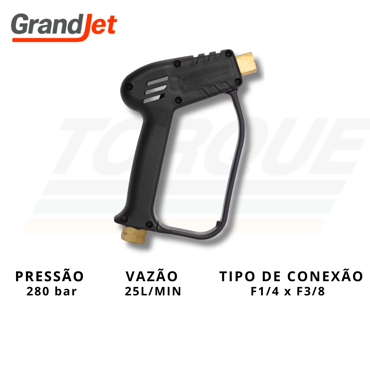 Pistola sem gatilho 25l/min | 280 bar | F1/4 x F3/8 Grandjet - 02.07.01.001 (Original)