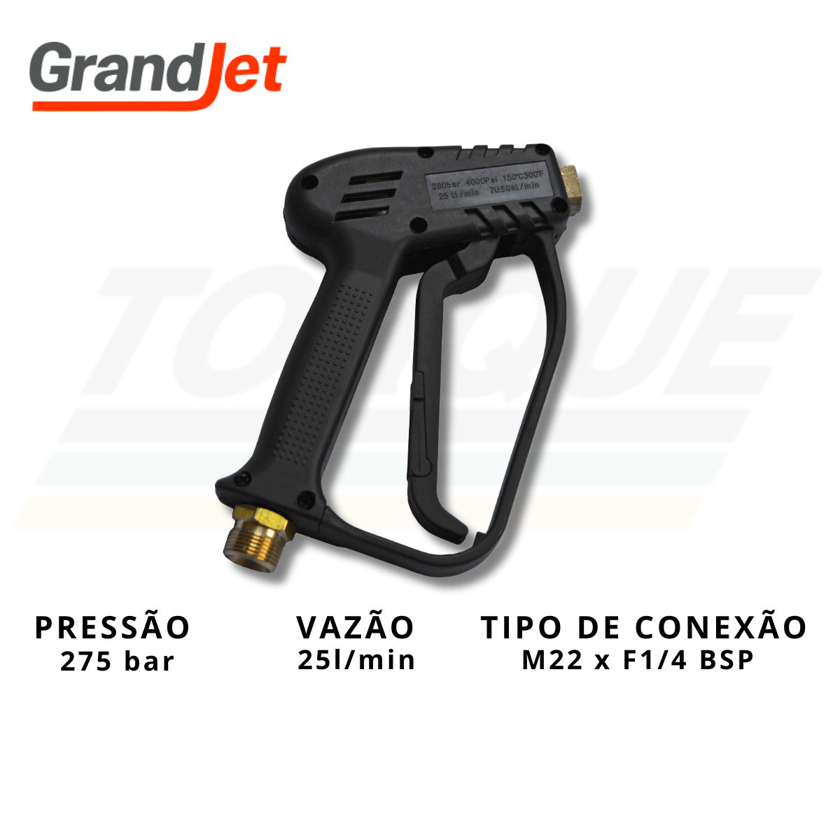 Pistola de alta pressão c/ gatilho 25l/min. | 280 bar | F1/4 x M22 Grandjet - 02.07.01.003 (Original)