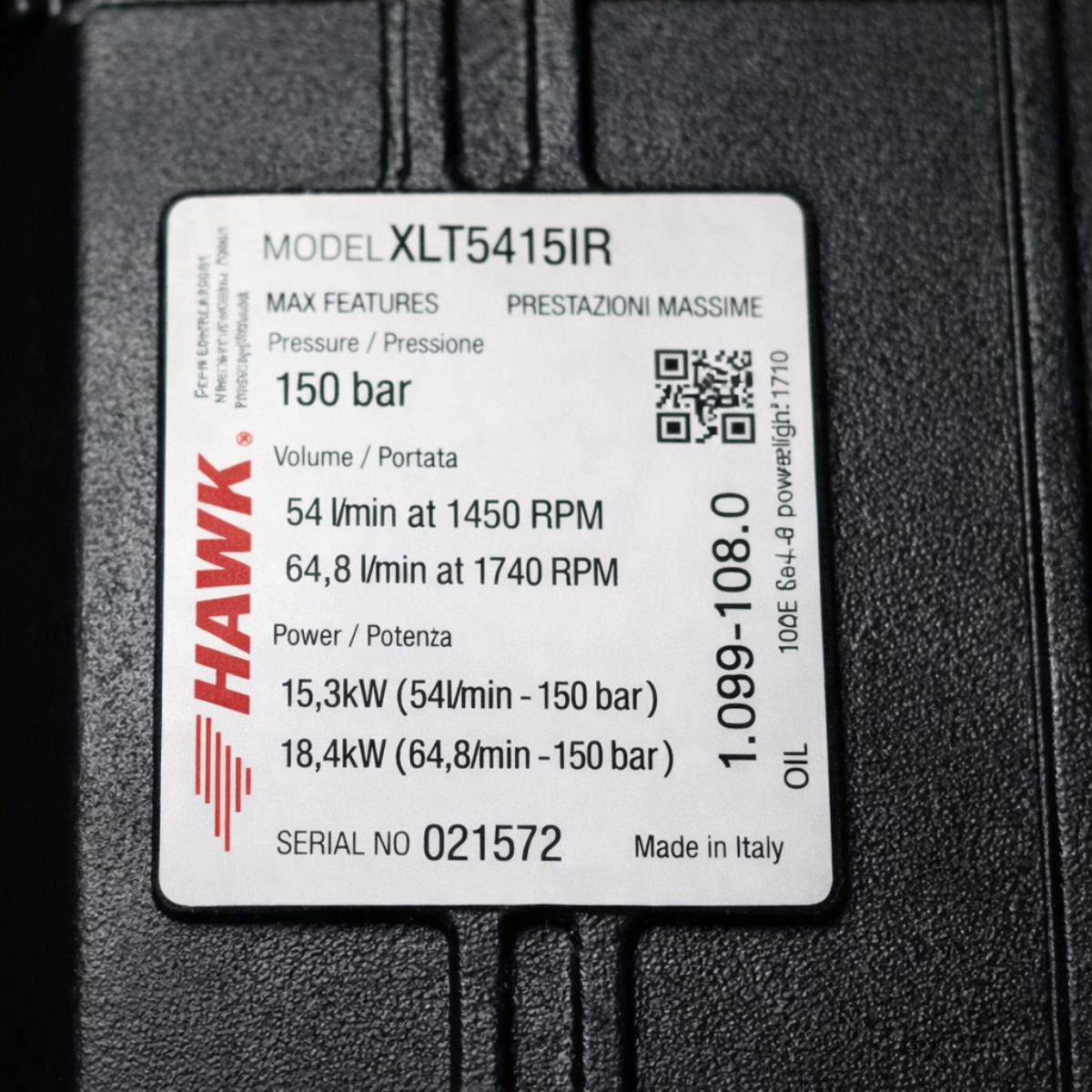 Bomba HAWK, mod. XLT5415IR - 65l/min. | 150 bar | 1750 rpm