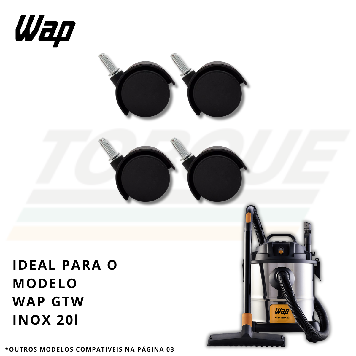Kit Rodízios 04 un para Wap GTW Inox 12L/20L - FW005253 (Original)