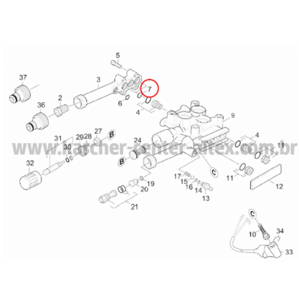 Selo do anel 8,0x1,5 epdm 70 Karcher