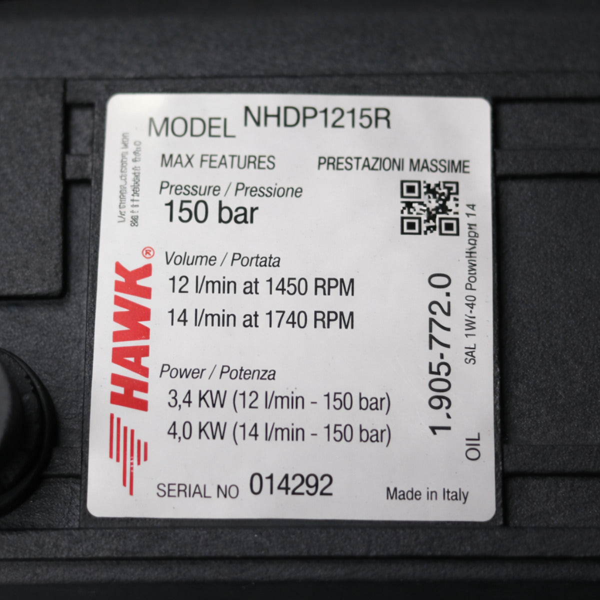 Bomba HAWK, mod. NHDP1215R - 14l/min. | 150 bar | 1750 RPM
