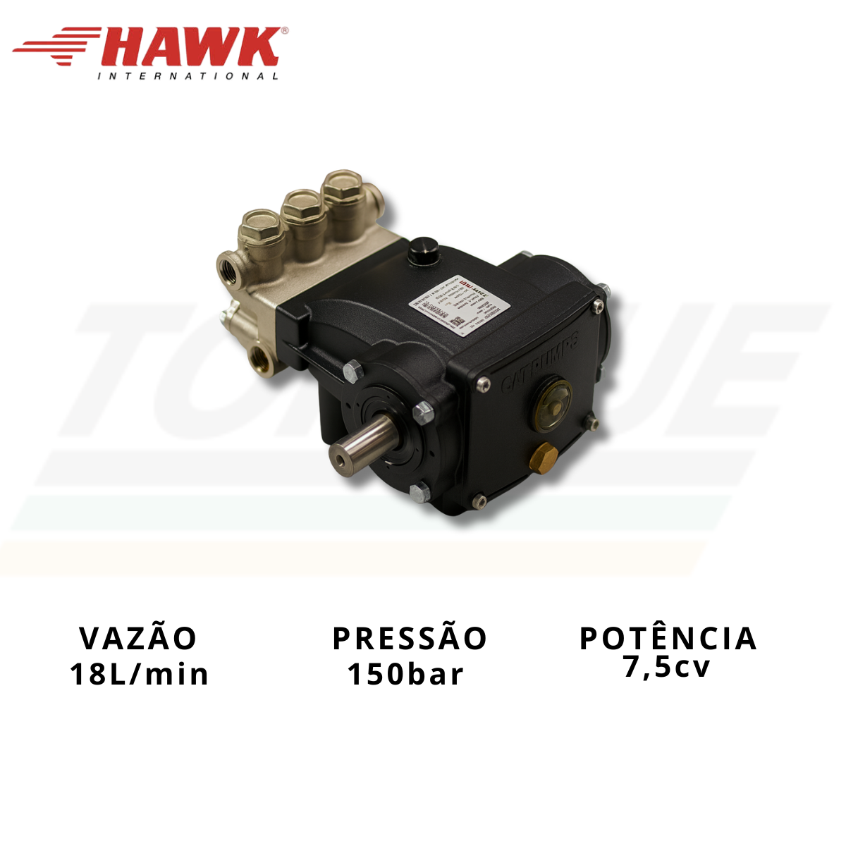 Bomba HAWK, mod. NMT1520HTR - 18l/min. | 200 bar | 1750 RPM | 7,5CV - ÁGUA QUENTE
