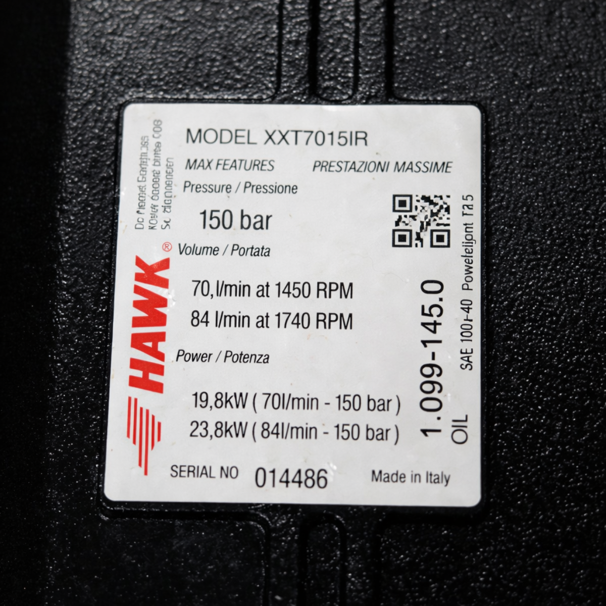 Bomba HAWK, mod. XXT7015IR - 84l/min. | 150 bar | 1750 RPM