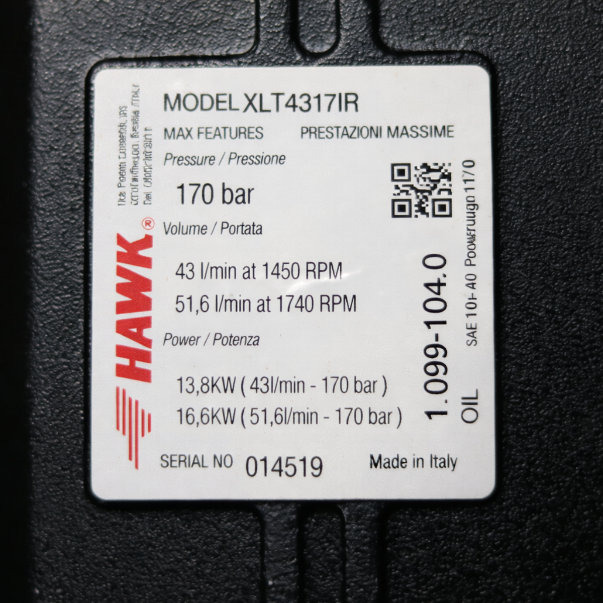Bomba Hawk, mod. XLT4317IR - 52L/min |170bar | 1750 RPM