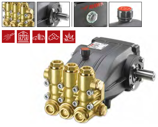 Bomba Triplex Alta Pressão - Hawk - XLT4317IR - 52l/min - 170 BAR -20 CV